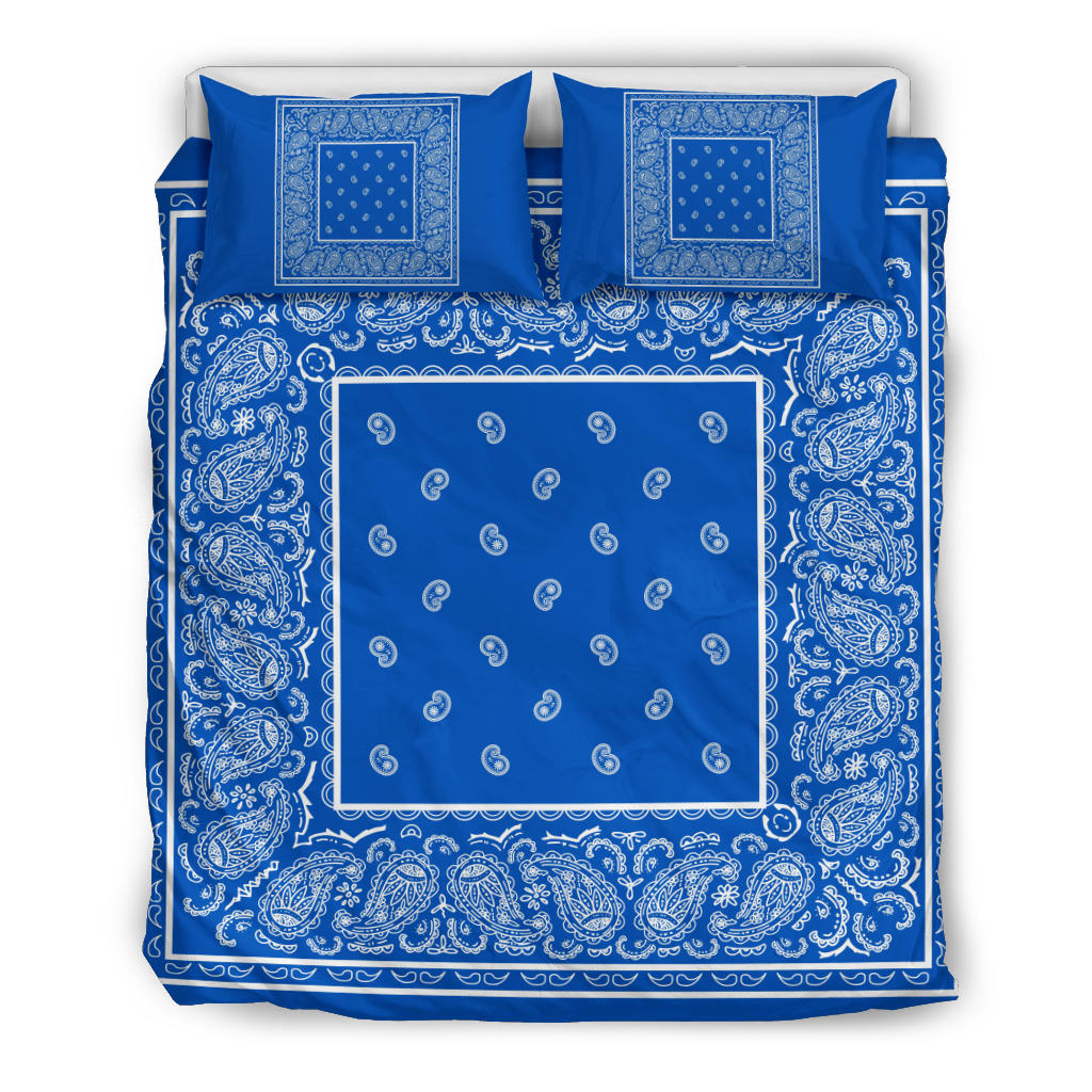 Duvet Cover Set Blue and White Bandana
