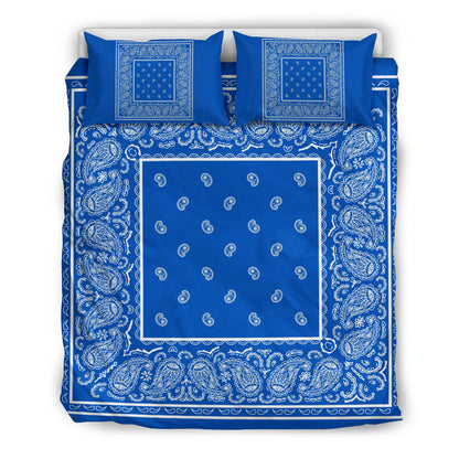 Duvet Cover Set Blue and White Bandana