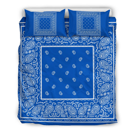 Duvet Cover Set Blue and White Bandana