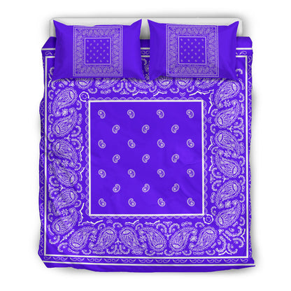 Duvet Cover Set - Violet and White Bandana