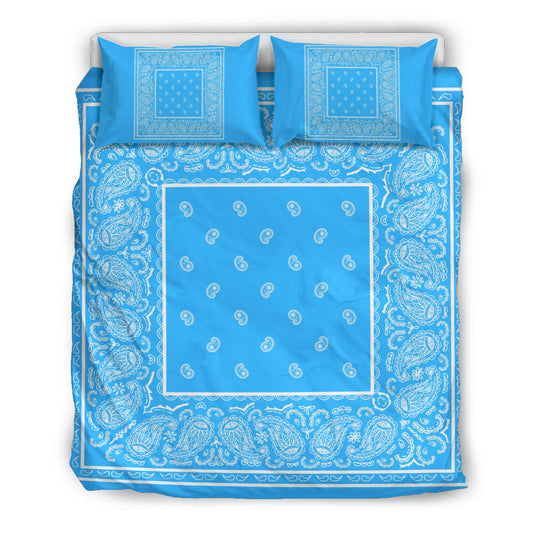 Duvet Cover Set - Lt Blue and White Bandana