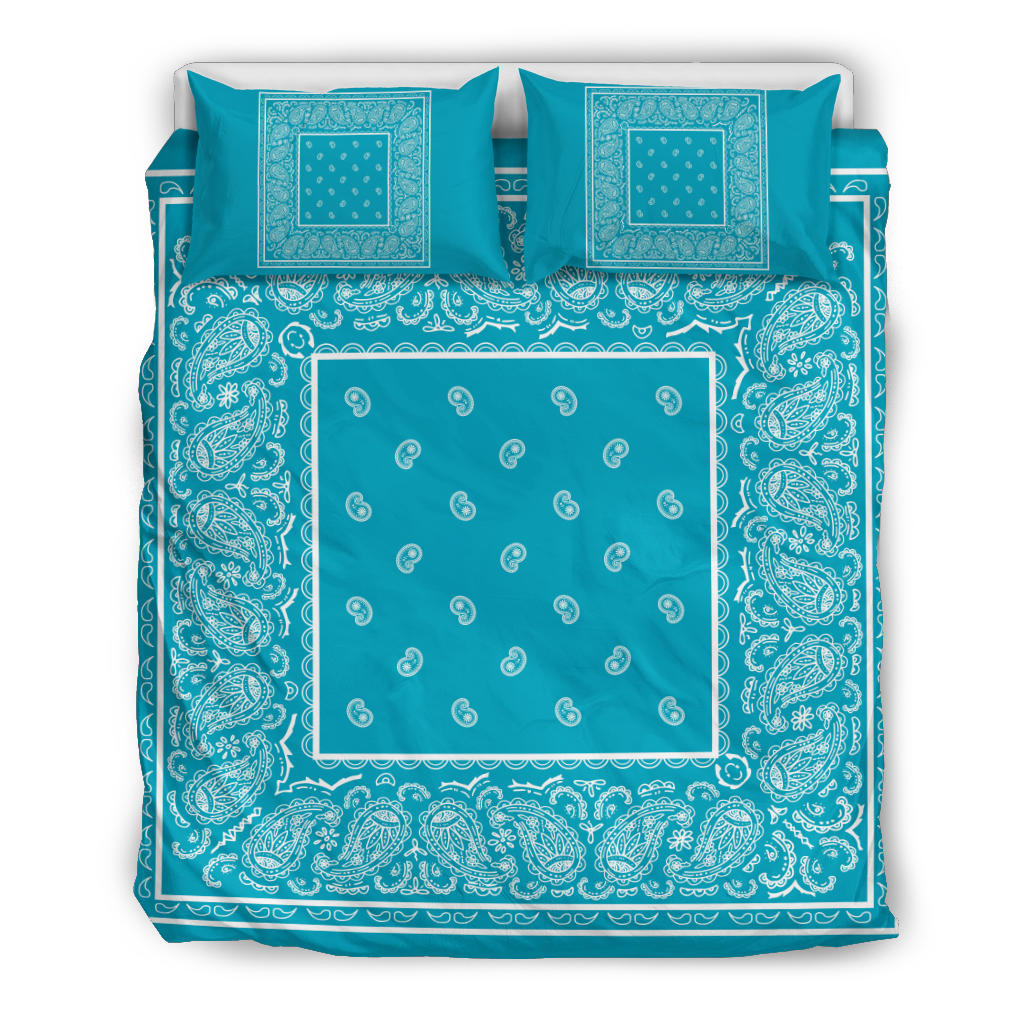 Duvet Cover Set - White and Teal