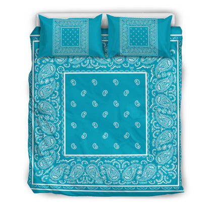 Duvet Cover Set - White and Teal