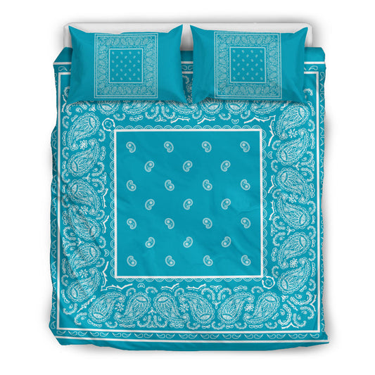 Duvet Cover Set - White and Teal