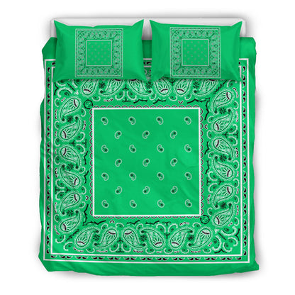 Duvet Cover Set - Green and Black Bandana