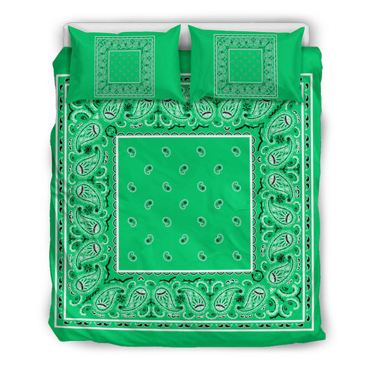 Duvet Cover Set - Green and Black Bandana