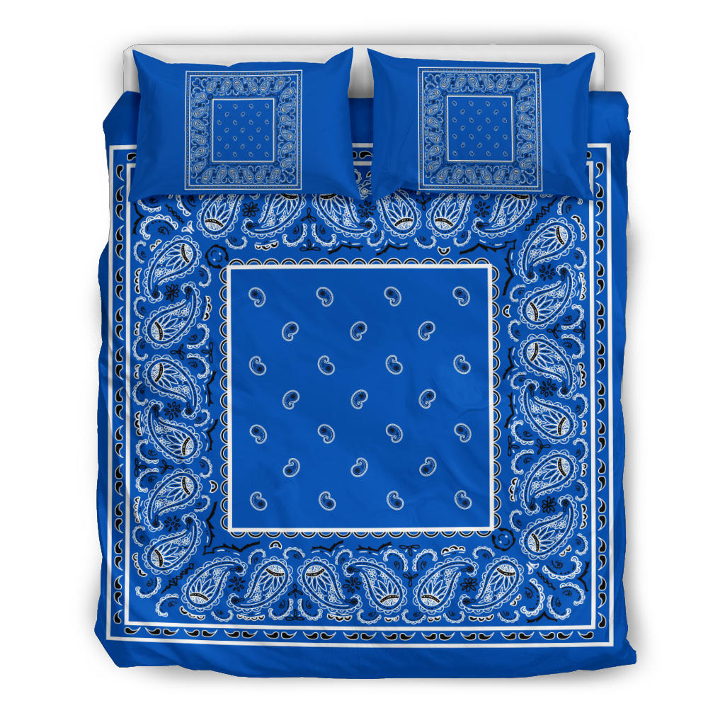 Duvet Cover Set - Blue and Black Bandana