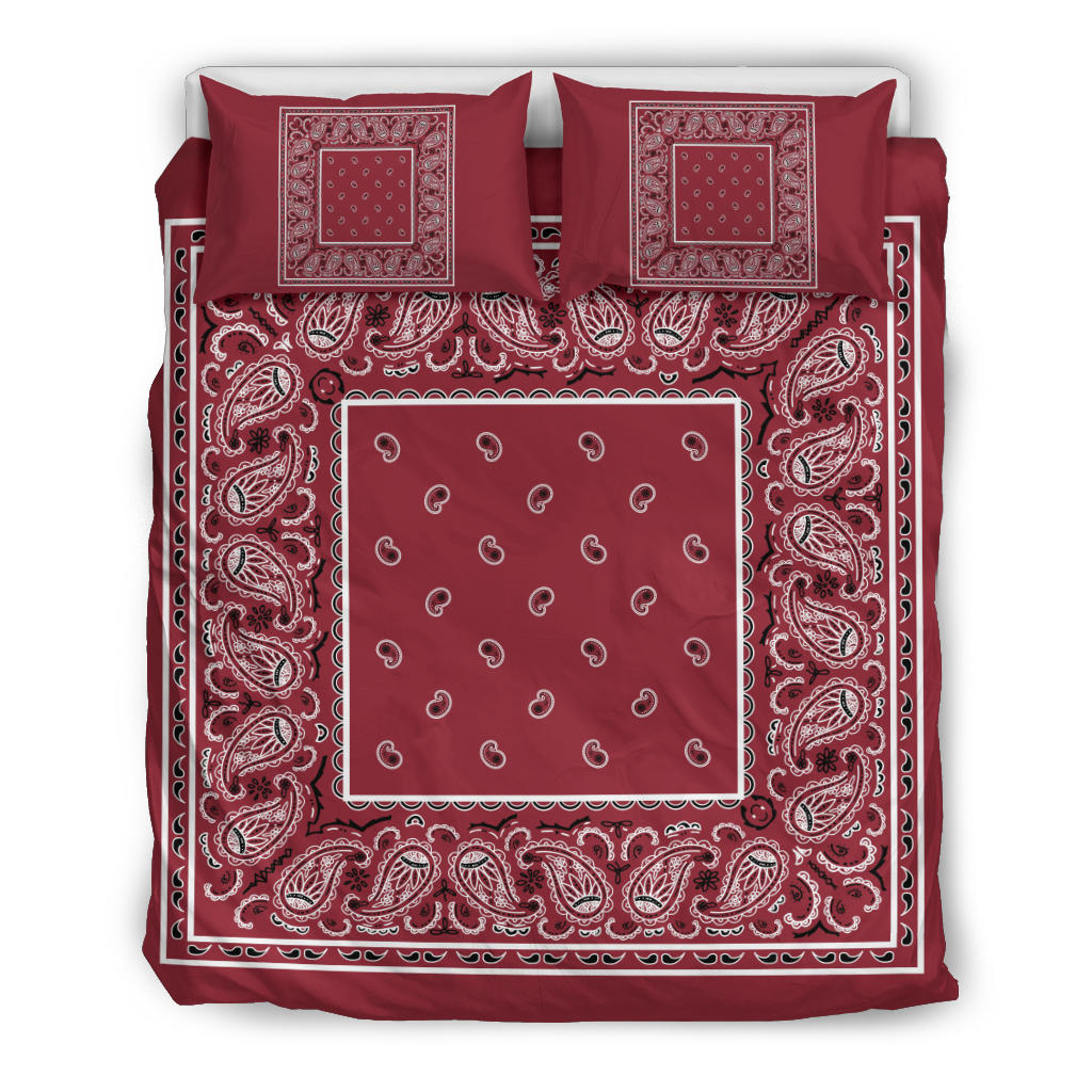 Duvet Cover Set - Traditional Maroon Bandana