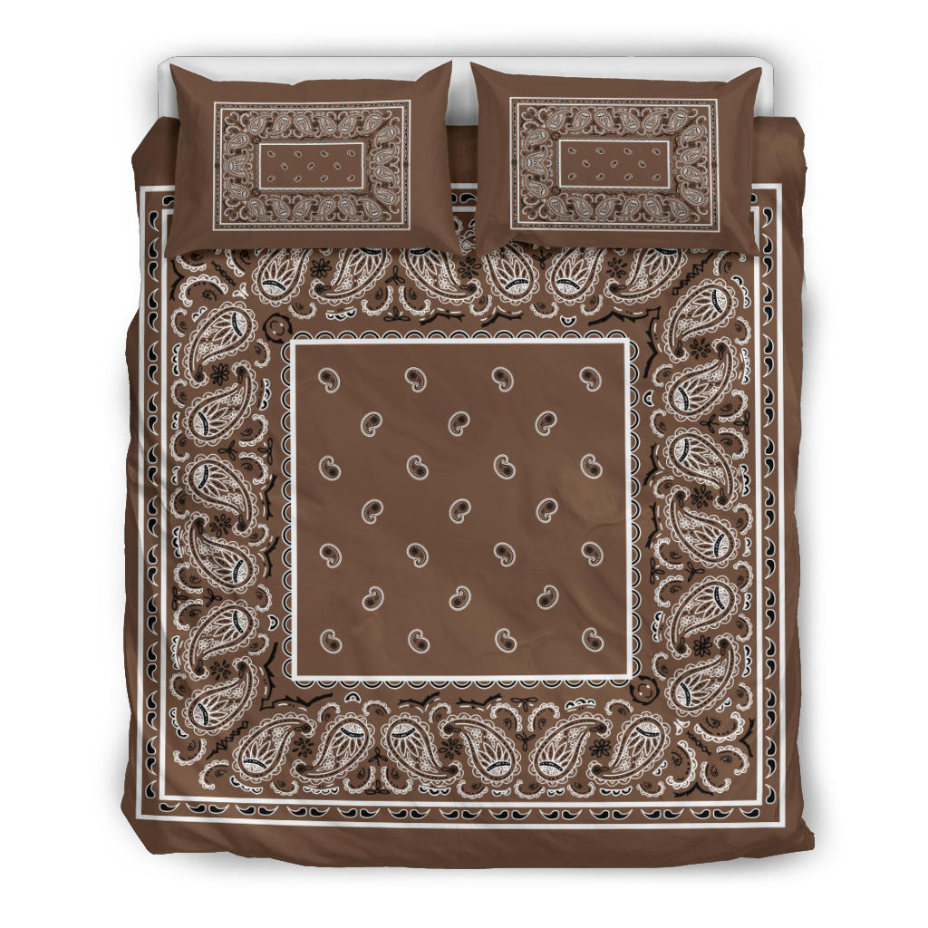 Duvet Set - Coffee Brown Traditional Bandana W Shams