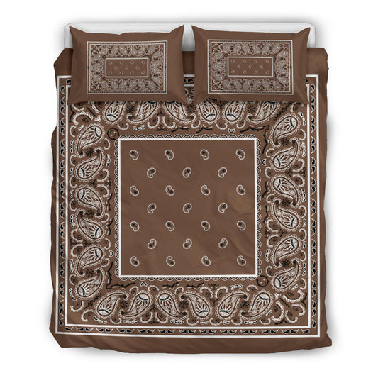 Duvet Set - Coffee Brown Traditional Bandana W Shams