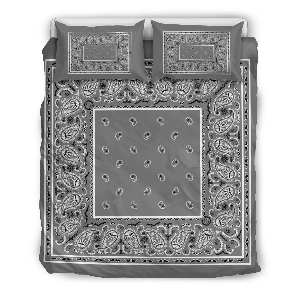 Duvet Set - Gray Traditional Bandana w Shams