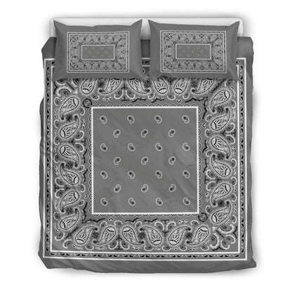 Duvet Set - Gray Traditional Bandana w Shams