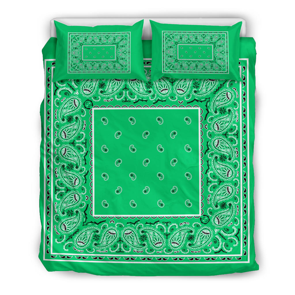 Duvet Set - Green Traditional Bandana w Shams