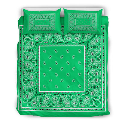 Duvet Set - Green Traditional Bandana w Shams