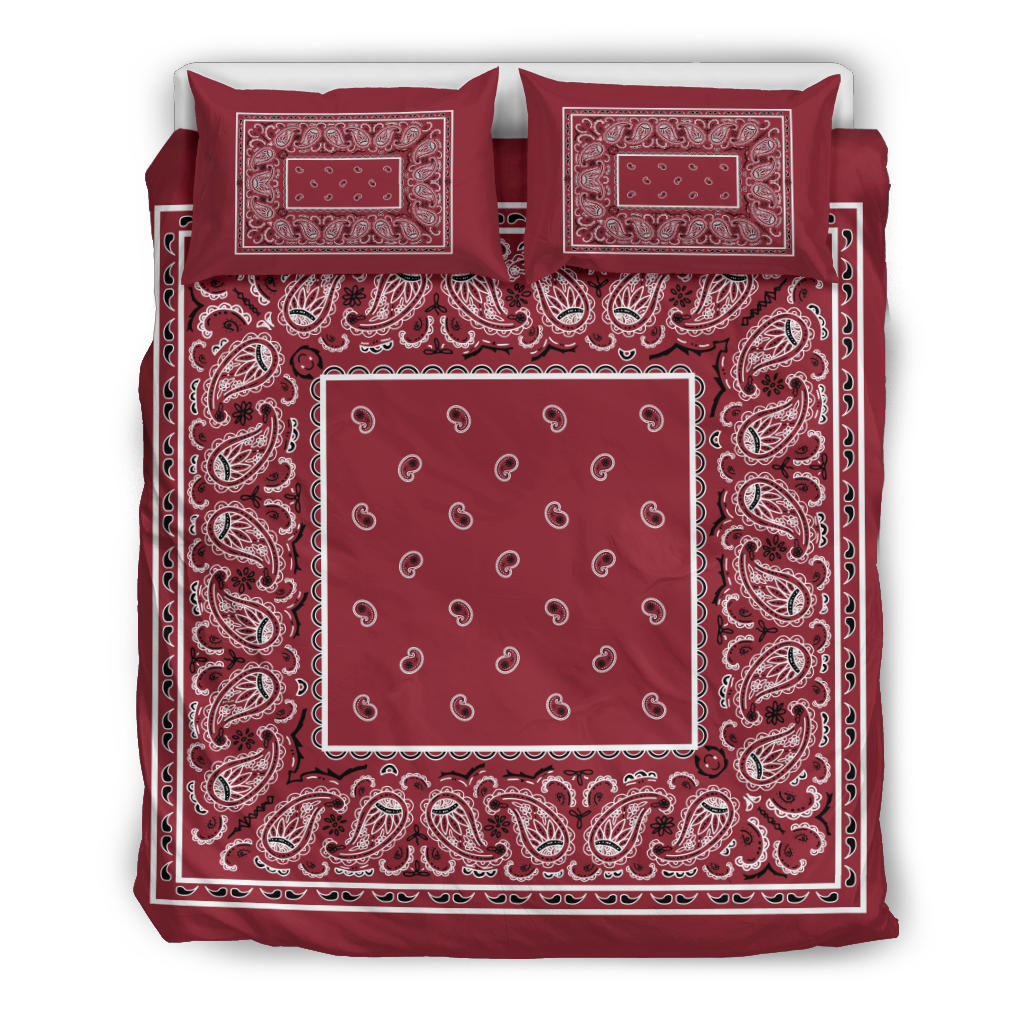 Duvet Set - Maroon Traditional Bandana w Shams