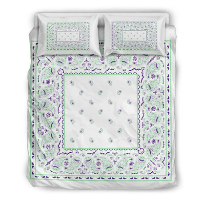 Duvet Set - Minty White Traditional Bandana w Shams