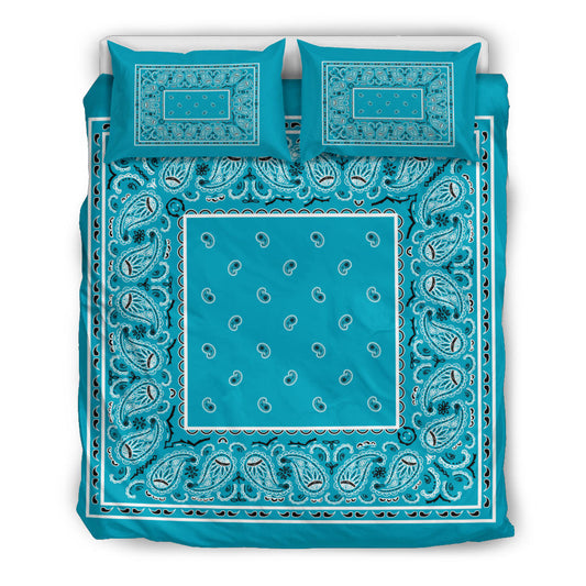 Duvet Set - Teal Traditional Bandana w Shams