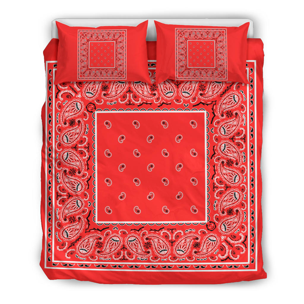 Duvet Cover Set - Traditional Red Bandana w Shams