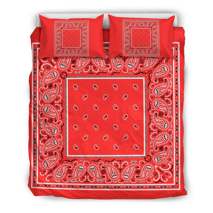 Duvet Cover Set - Traditional Red Bandana w Shams