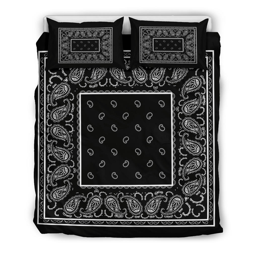 Duvet Set - Black Traditional Bandana w Shams
