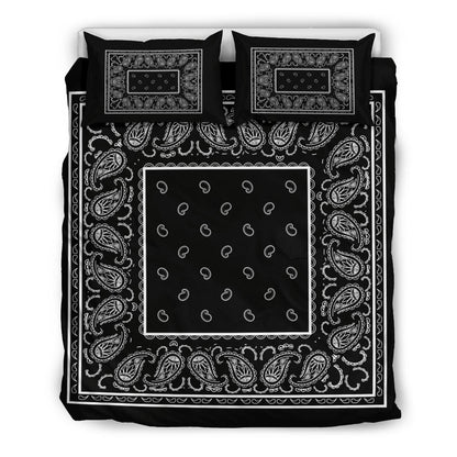 Duvet Set - Black Traditional Bandana w Shams