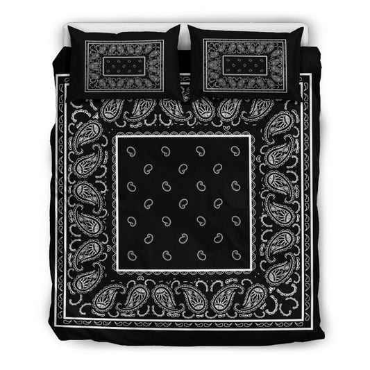 Duvet Set - Black Traditional Bandana w Shams