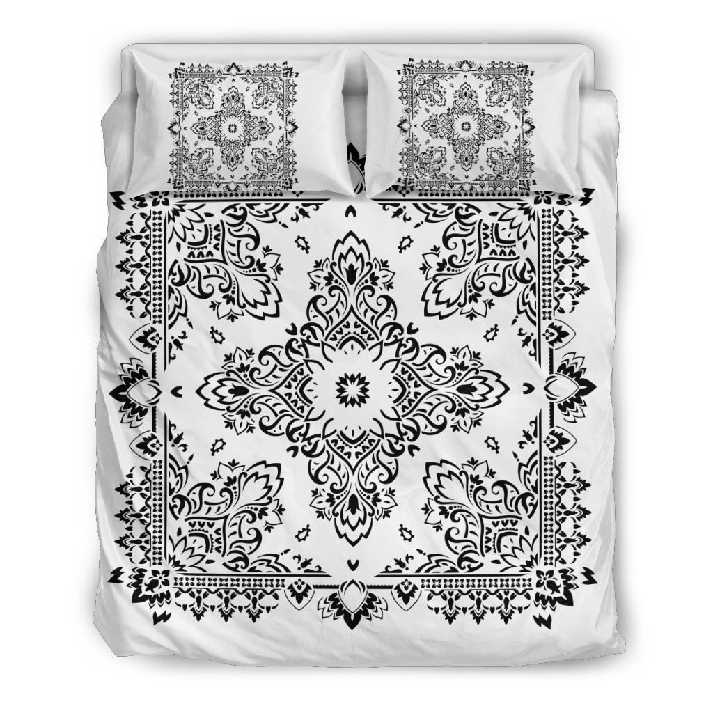 Duvet Cover Set - Black on White d2 Bandana w Shams
