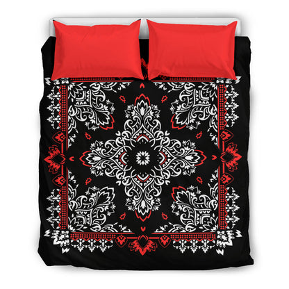 D2 Duvet Set - Black Bandana Red Shams
