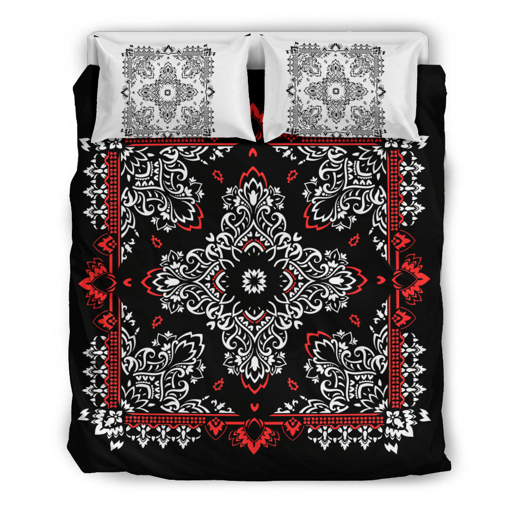 D2 Duvet Set - Black Bandana w White Shams