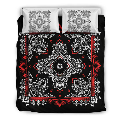D2 Duvet Set - Black Bandana w White Shams