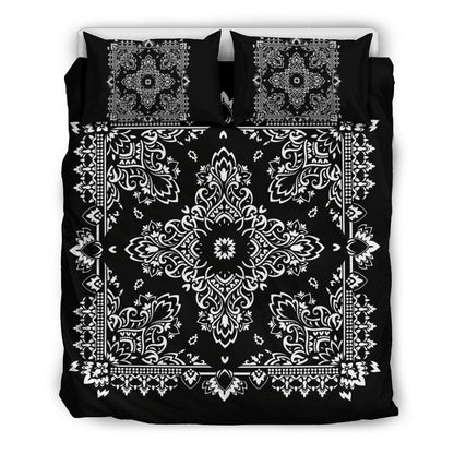 D2 Duvet Cover Set - Black and White Bandana w Shams