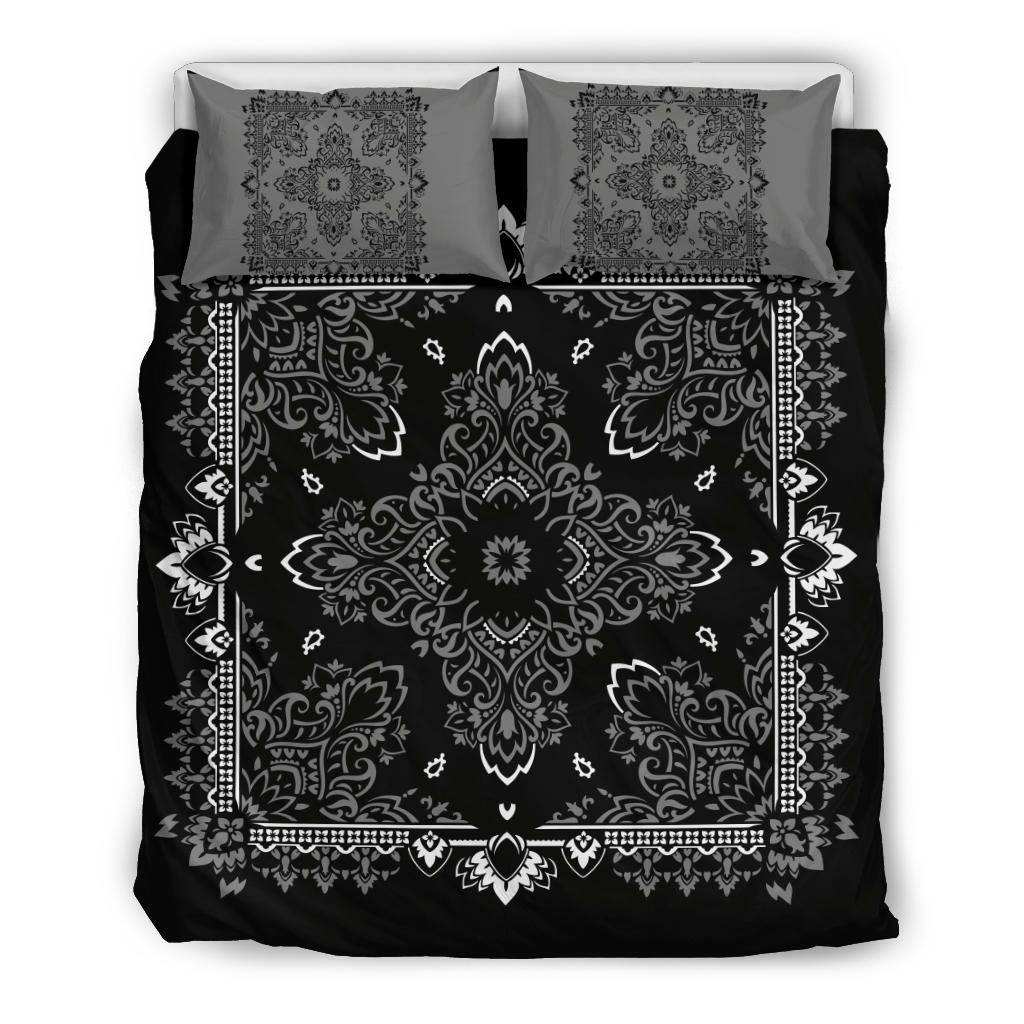 D2 Duvet Set - Black White Gray Bandana w Shams