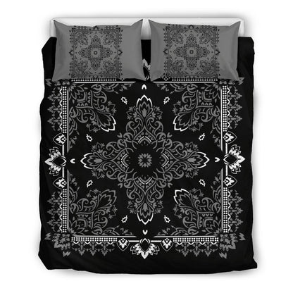 D2 Duvet Set - Black White Gray Bandana w Shams