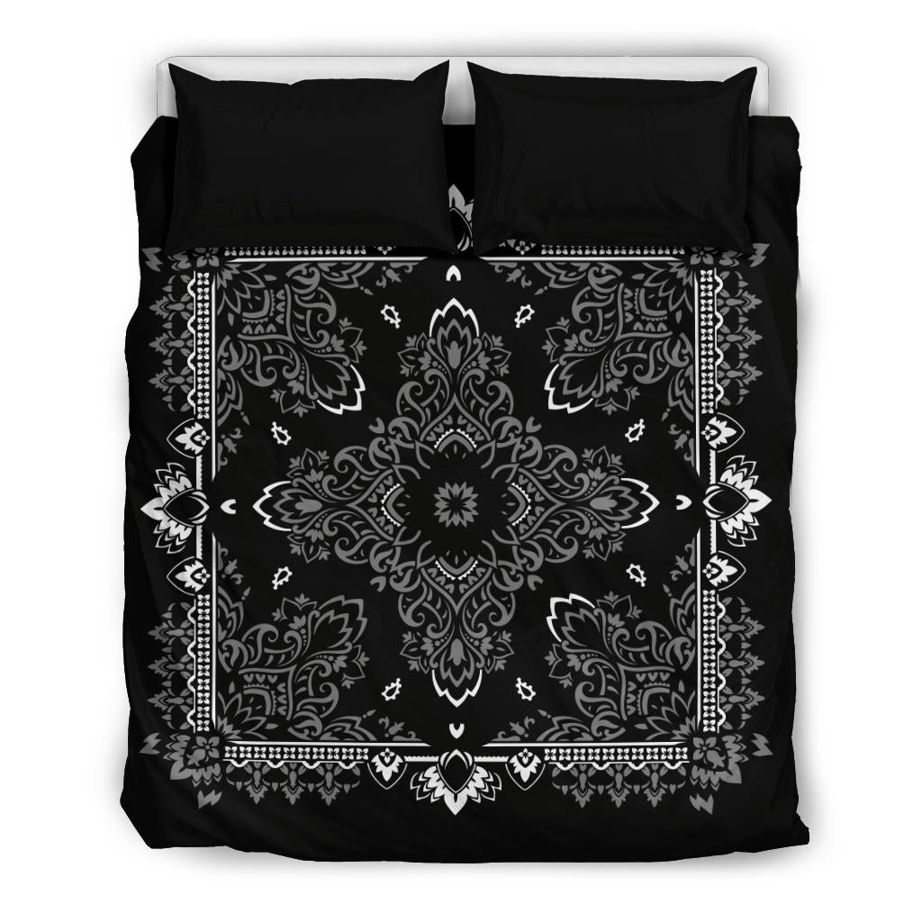 D2 Duvet Set Black and Gray Bandana with Blk Shams