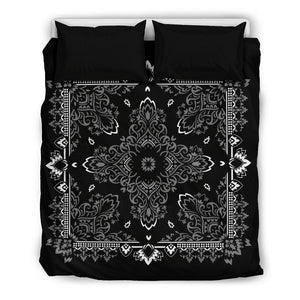 D2 Duvet Set Black and Gray Bandana with Blk Shams