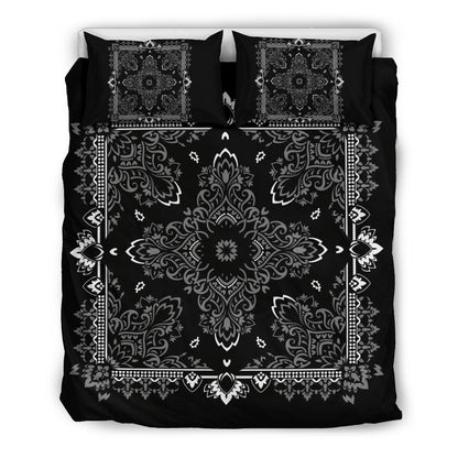 D2 Duvet Set - Black Gray Bandana w Matching Shams
