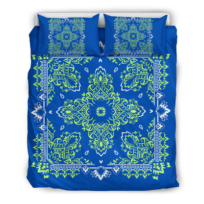 D2 Duvet Set - Blue White Lime Bandana w Shams