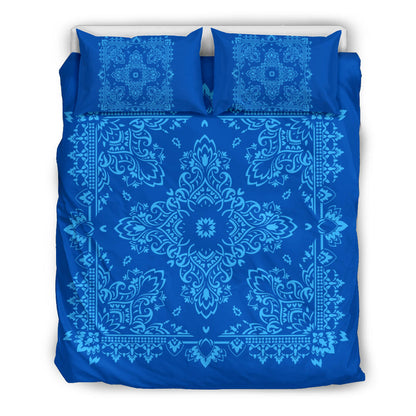 D2 Duvet Cover Set - Blue Lt Blue Bandana w Matching Shams