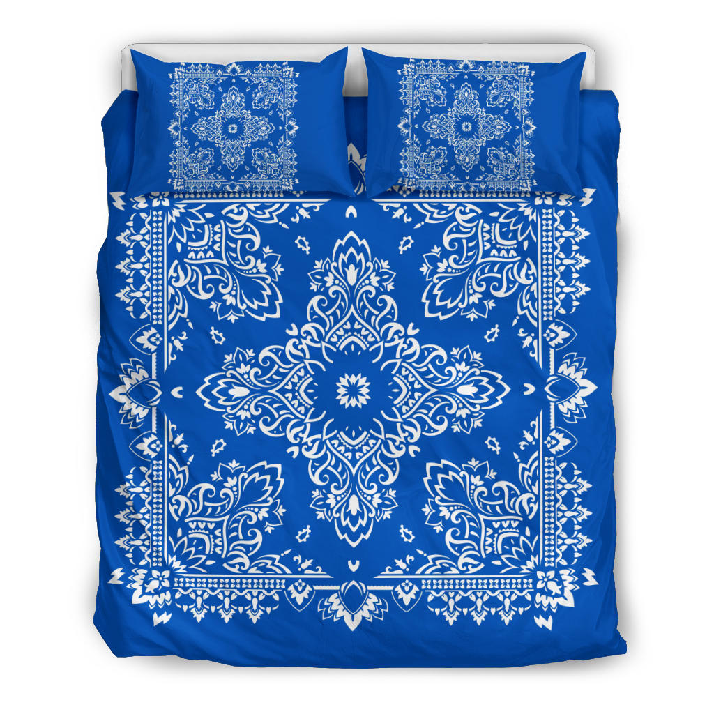 D2 Duvet Cover Set - Blue and White w Shams