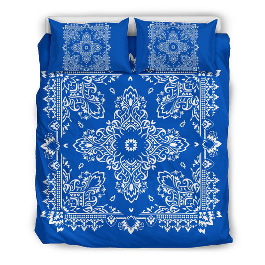 D2 Duvet Cover Set - Blue and White w Shams