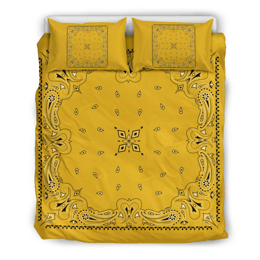 D3 Duvet Cover Set - Gold Traditional Bandana w/shams