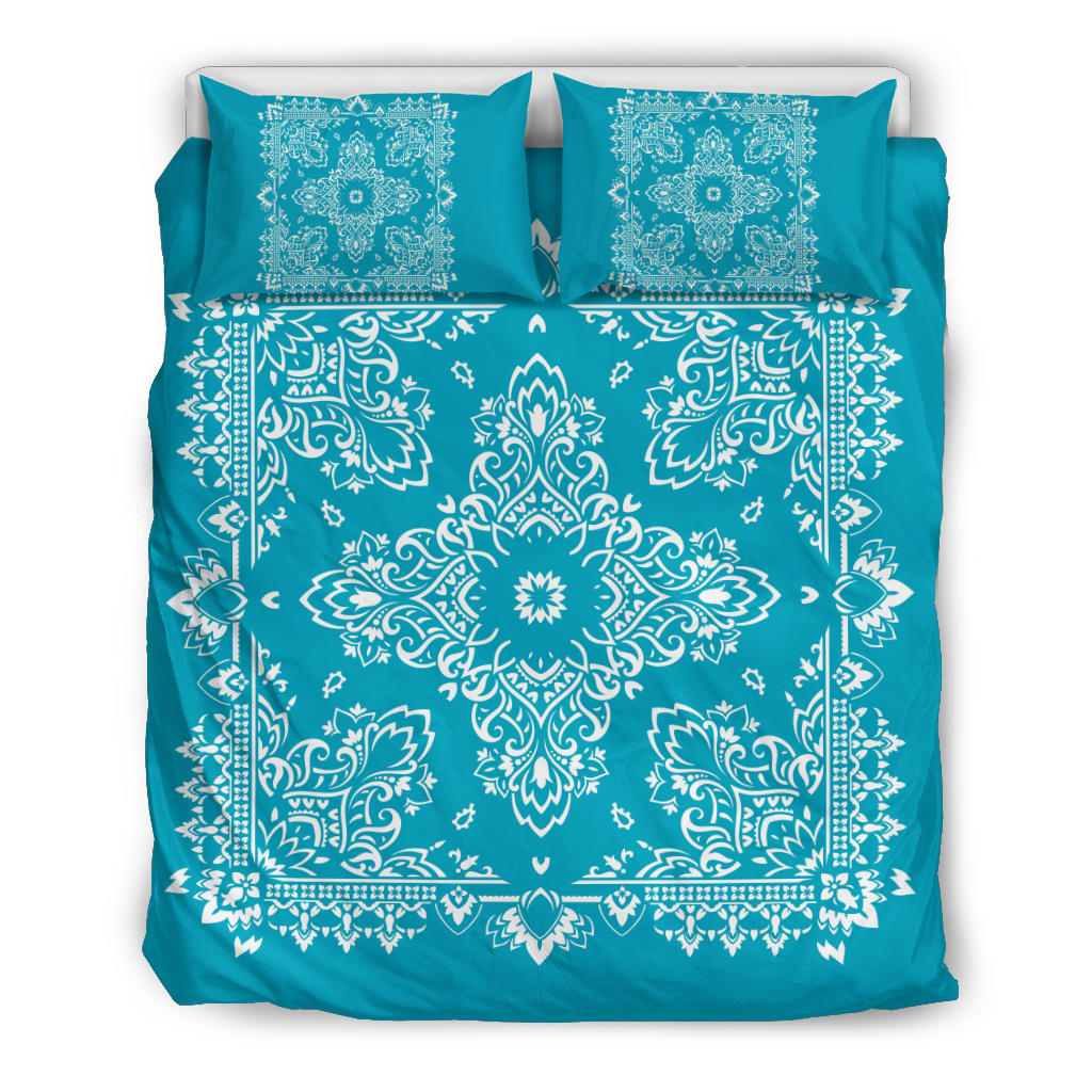 D2 Duvet Cover Set - Teal and White w Shams