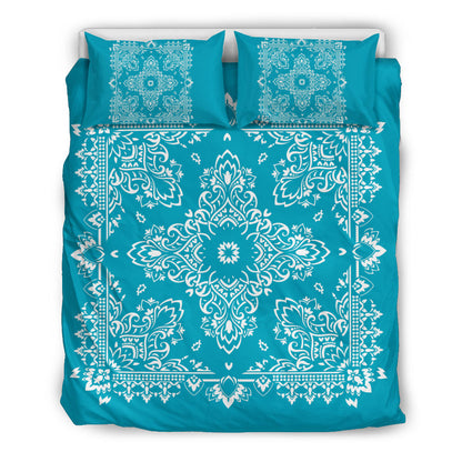 D2 Duvet Cover Set - Teal and White w Shams