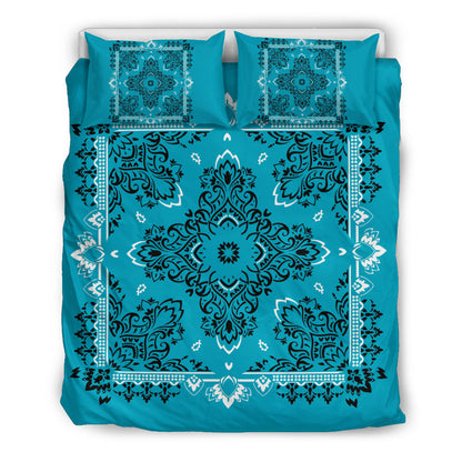 D2 Duvet Cover Set - Teal and White w Shams