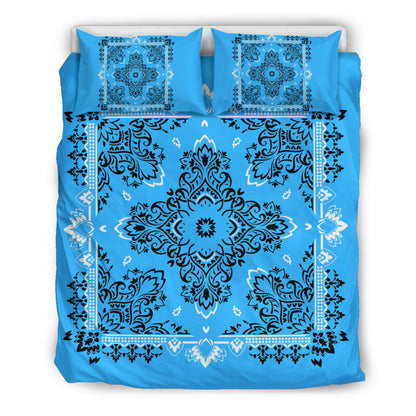 D2 Duvet Set - Lt Blue and White Traditional Bandana w Shams