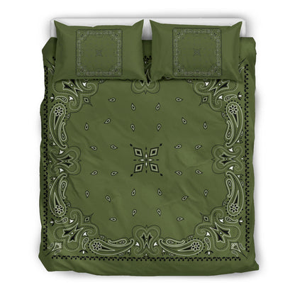 D3 Duvet Set - Army Green Traditional Bandana w Shams
