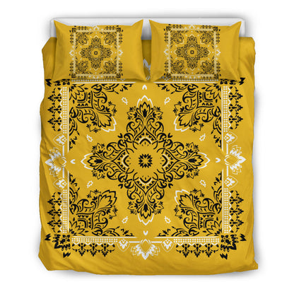 D2 Duvet Cover Set - Gold Traditional Bandana w Shams