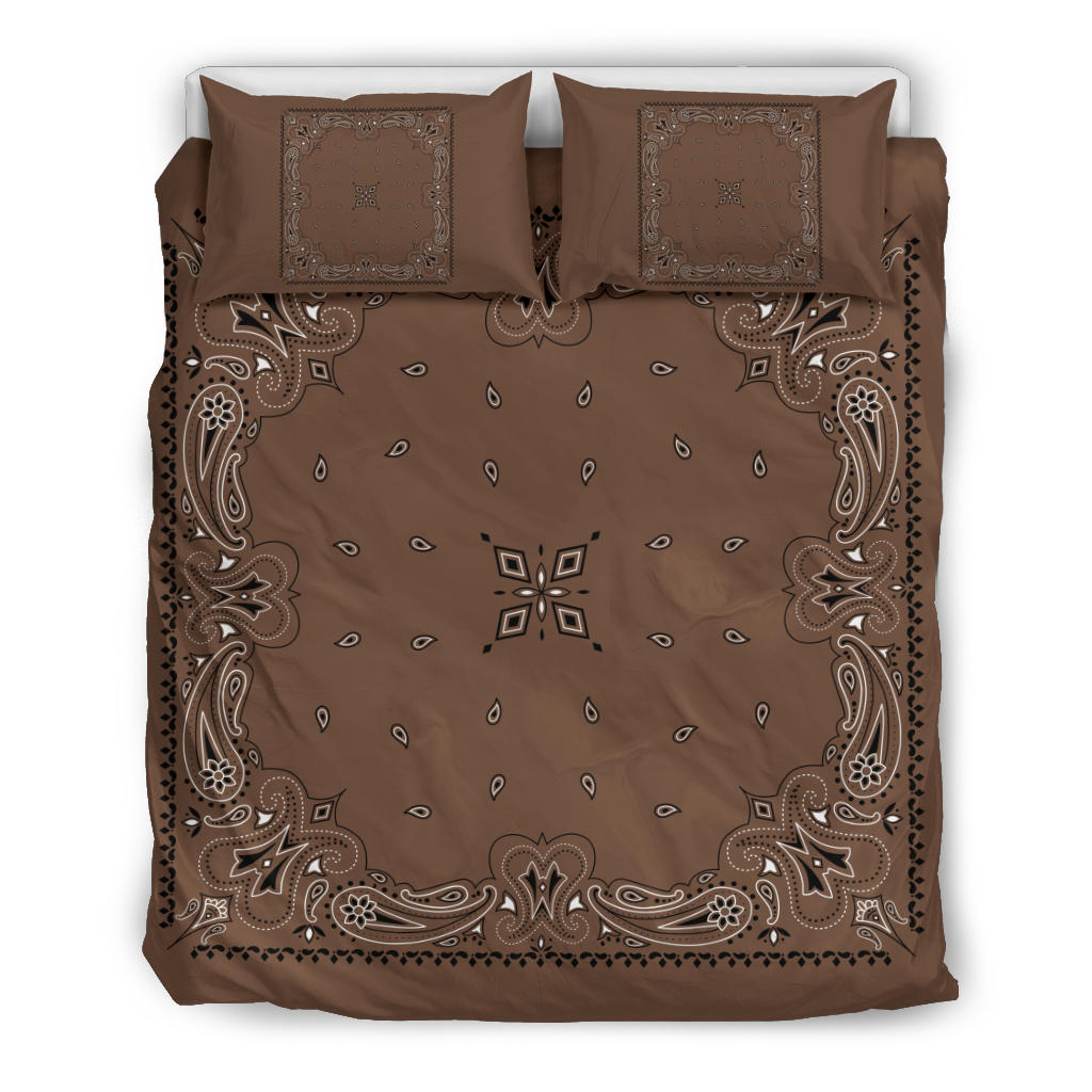 D3 Duvet Set - Brown Traditional Bandana w Shams