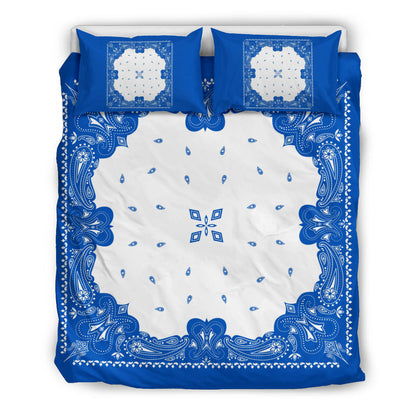 D3 Duvet Set - Blue White Traditional Bandana w Shams