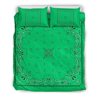 D3 Duvet Set - Traditional Green Bandana w Shams